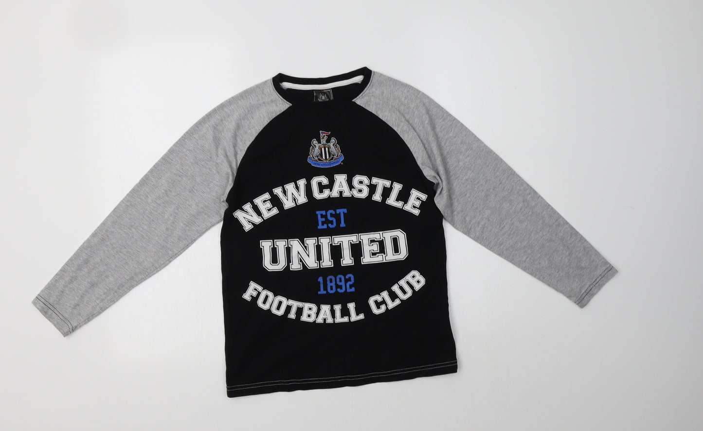 NEXT Boys Grey Colourblock Cotton Basic T-Shirt Size 9 Years Crew Neck  - Newcastle United