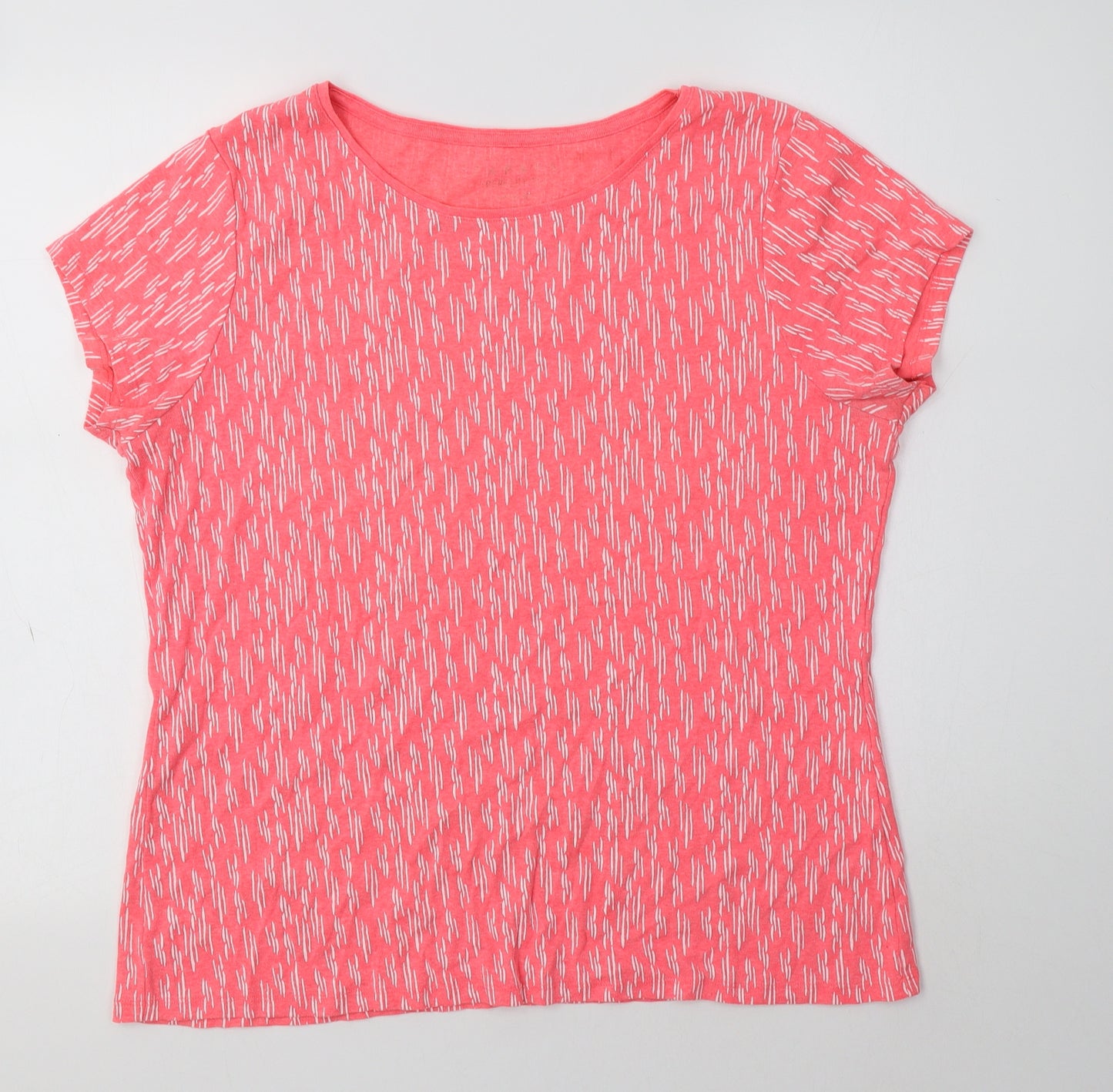 Papaya Womens Pink Geometric Cotton Basic T-Shirt Size 20 Crew Neck