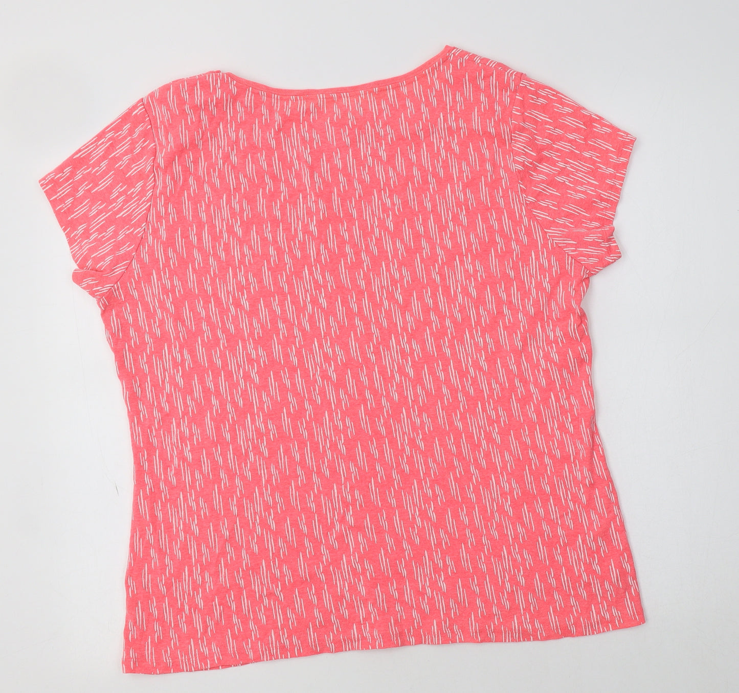 Papaya Womens Pink Geometric Cotton Basic T-Shirt Size 20 Crew Neck