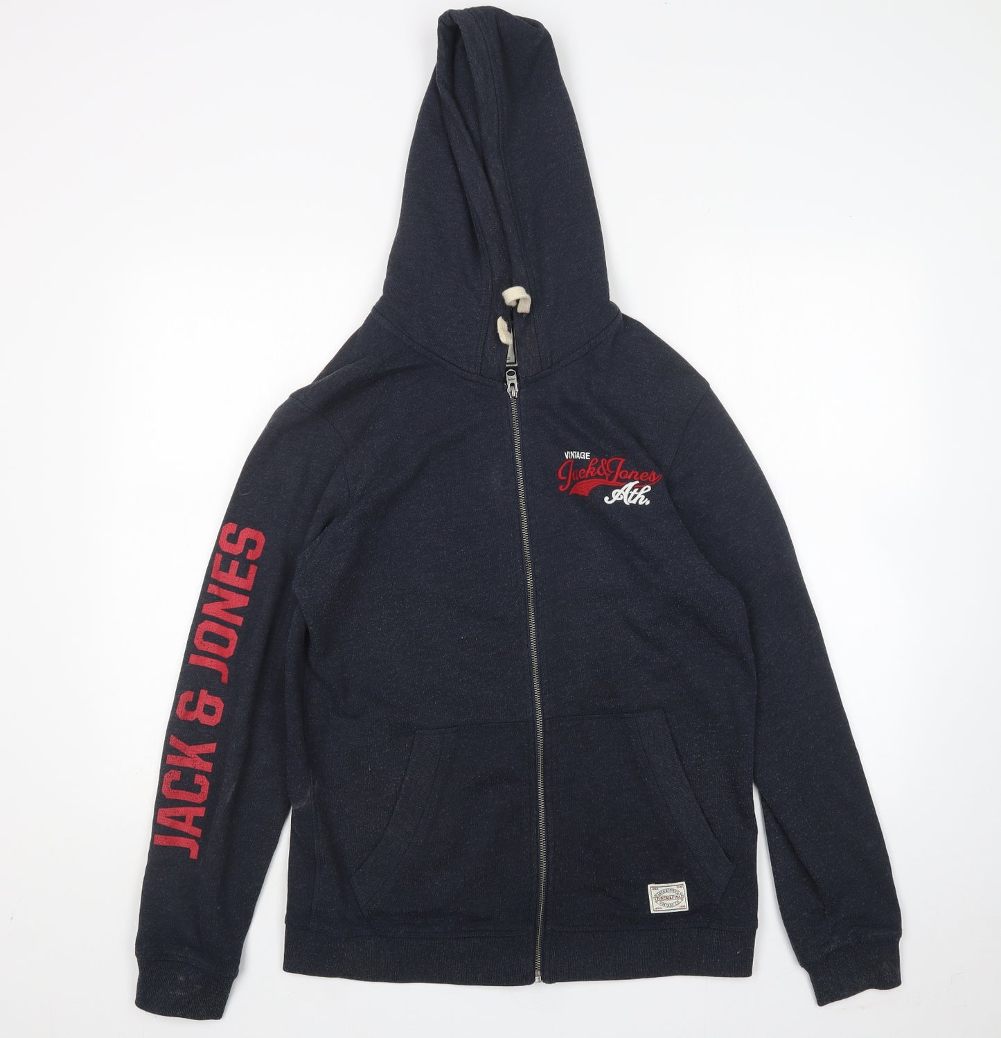 JACK & JONES Mens Blue  Cotton Full Zip Hoodie Size M