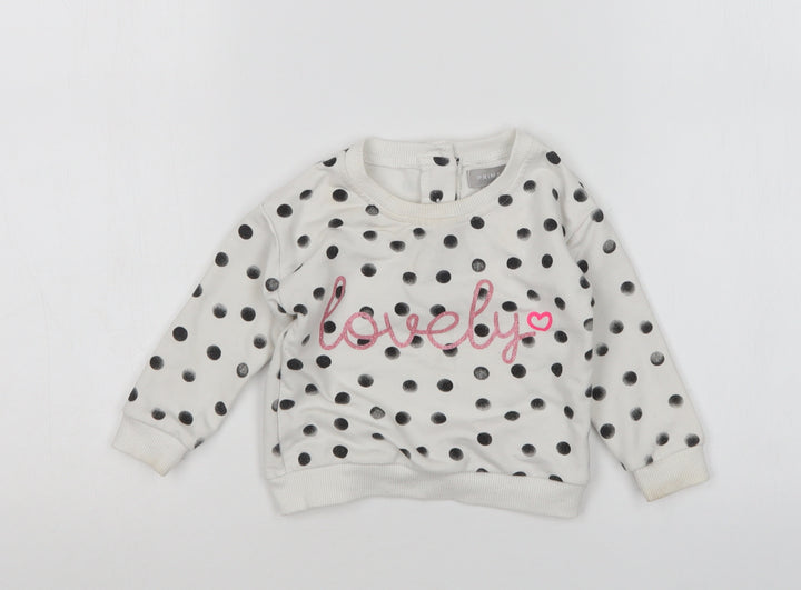 Primark Girls Multicoloured Polka Dot Cotton Pullover Jumper Size 6-9 Months