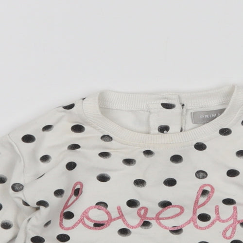 Primark Girls Multicoloured Polka Dot Cotton Pullover Jumper Size 6-9 Months