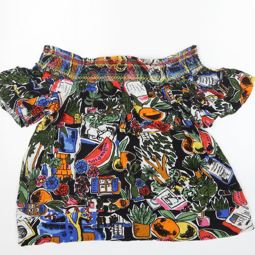 NEXT Womens Multicoloured Floral Viscose Basic Blouse Size 16 Boat Neck