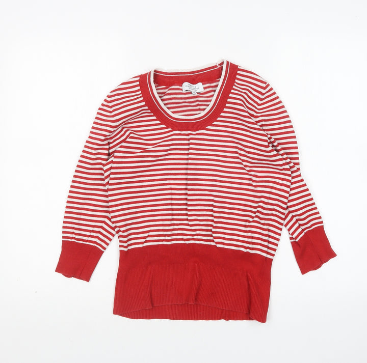 Debenhams Womens Multicoloured Round Neck Striped Cotton Pullover Jumper Size 14