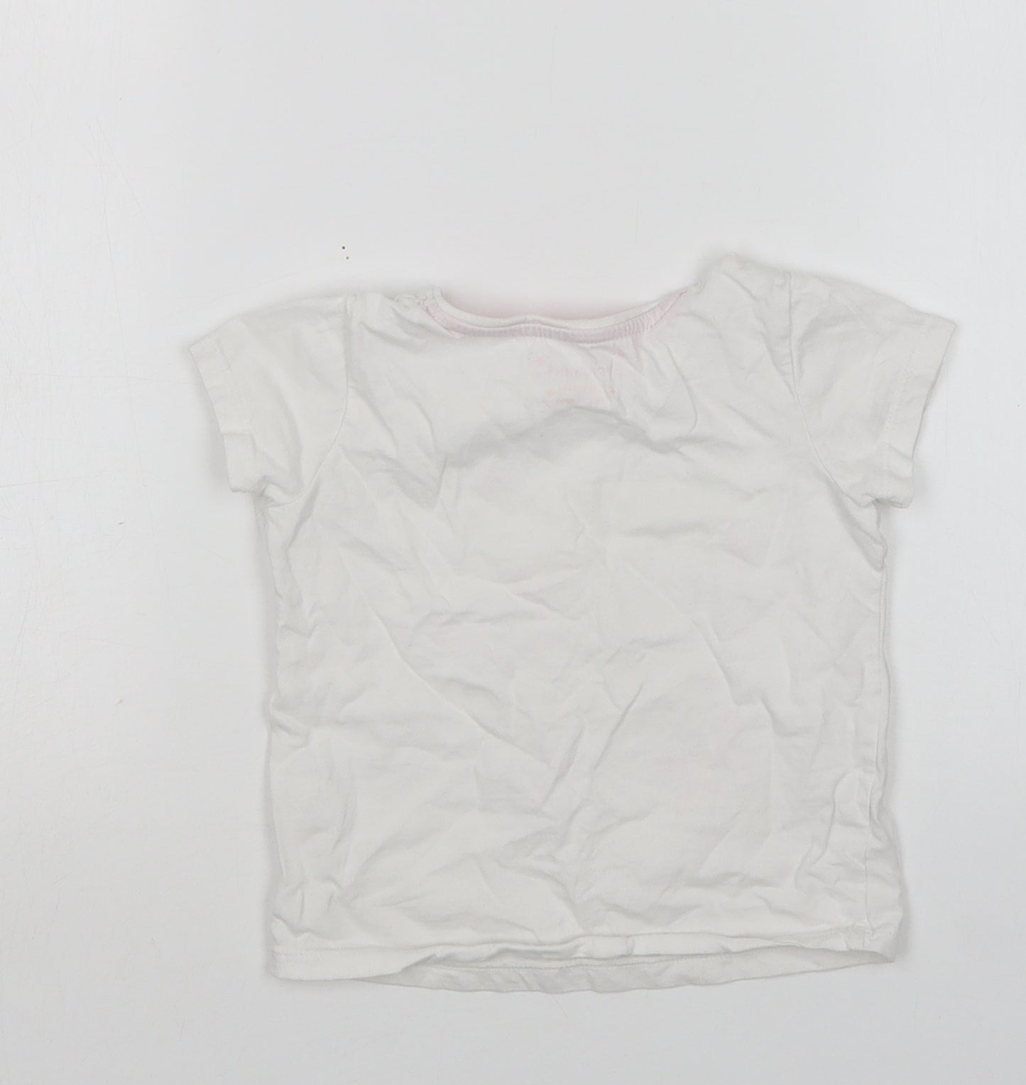 Primark Girls White  Cotton Basic T-Shirt Size 3-4 Years Round Neck