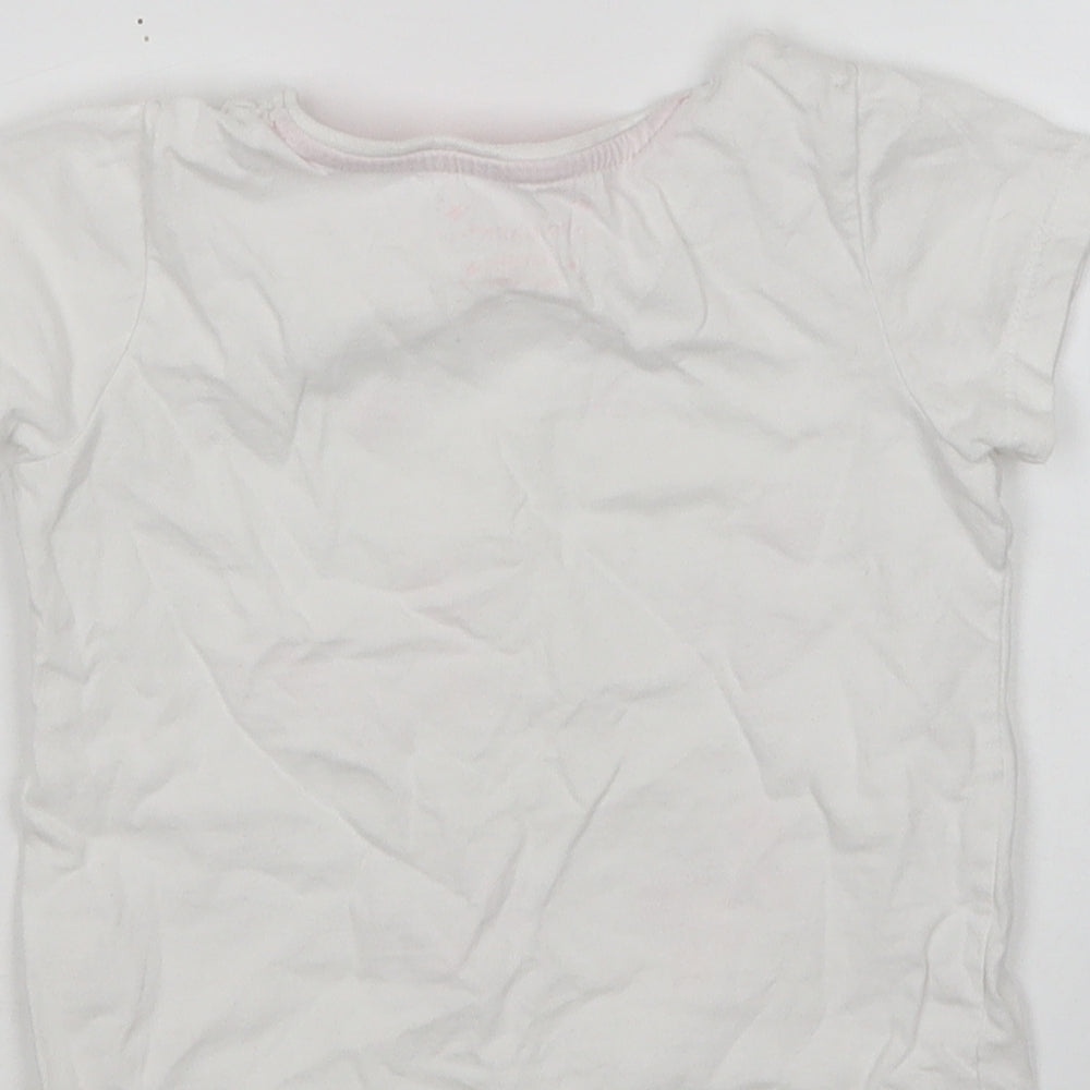 Primark Girls White  Cotton Basic T-Shirt Size 3-4 Years Round Neck
