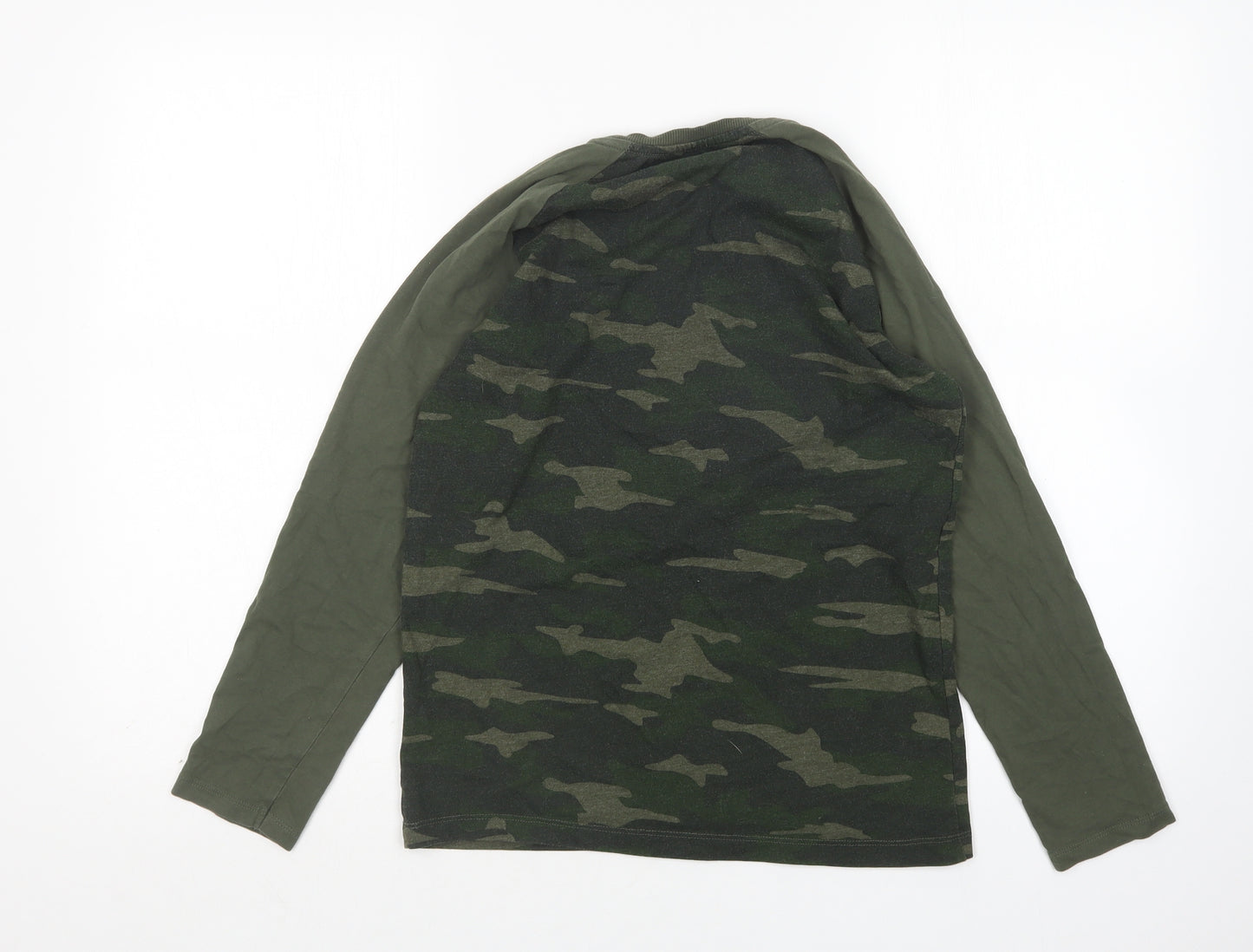 Matalan Boys Green Camouflage Cotton Basic T-Shirt Size 13 Years Round Neck