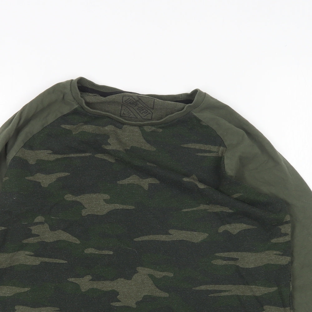 Matalan Boys Green Camouflage Cotton Basic T-Shirt Size 13 Years Round Neck