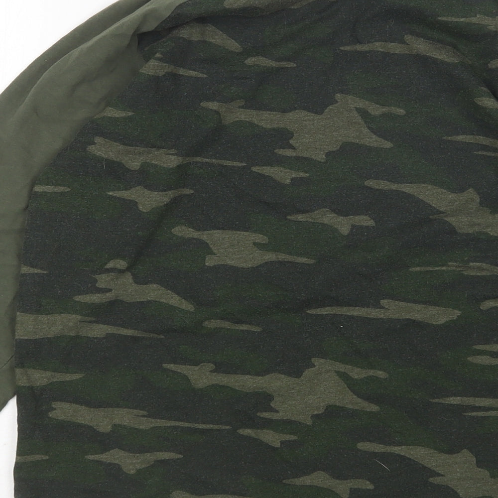 Matalan Boys Green Camouflage Cotton Basic T-Shirt Size 13 Years Round Neck