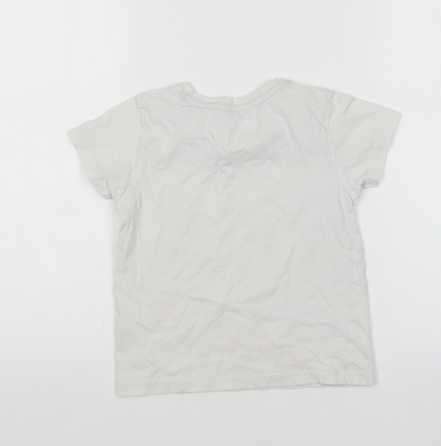 George Boys White  Cotton Basic T-Shirt Size 4-5 Years Round Neck  - Dinosaur