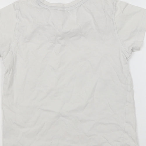 George Boys White  Cotton Basic T-Shirt Size 4-5 Years Round Neck  - Dinosaur