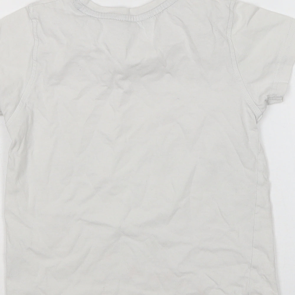 George Boys White  Cotton Basic T-Shirt Size 4-5 Years Round Neck  - Dinosaur