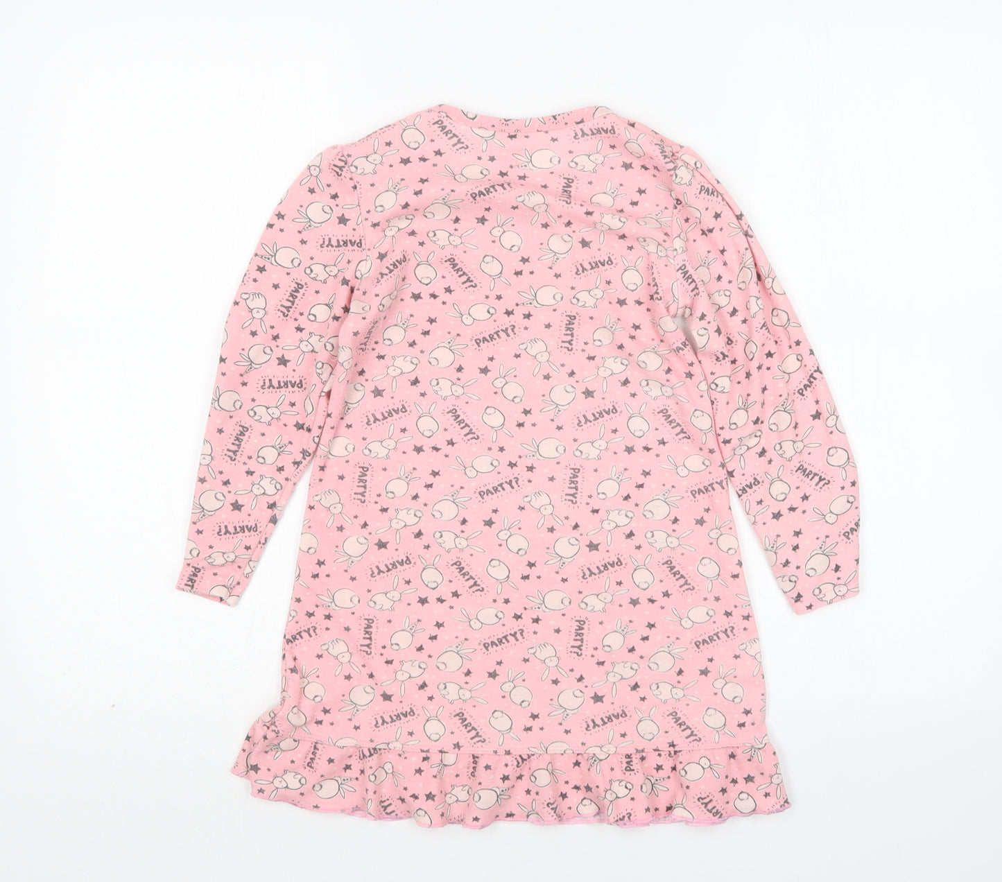 Peacocks Girls Pink Animal Print Polyester T-Shirt Dress  Size 6-7 Years  Round Neck