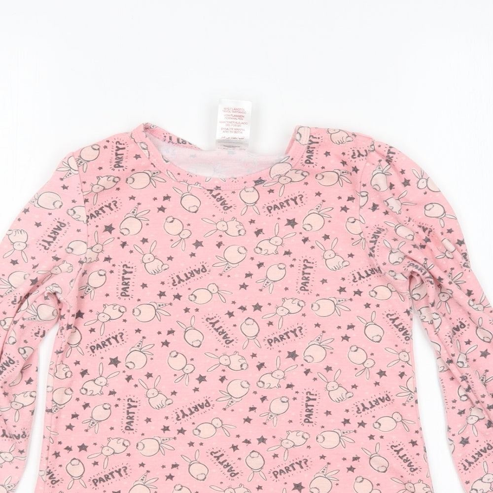 Peacocks Girls Pink Animal Print Polyester T-Shirt Dress  Size 6-7 Years  Round Neck