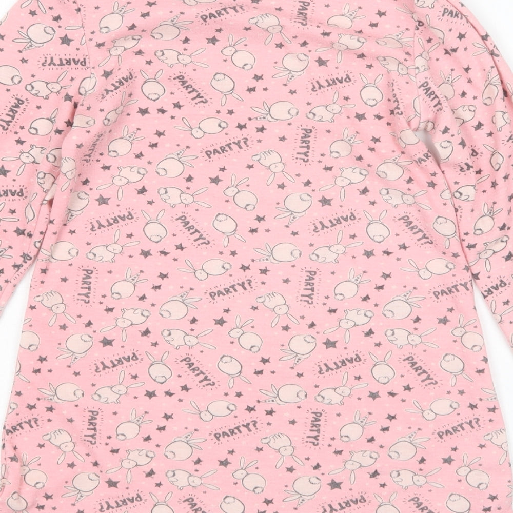 Peacocks Girls Pink Animal Print Polyester T-Shirt Dress  Size 6-7 Years  Round Neck