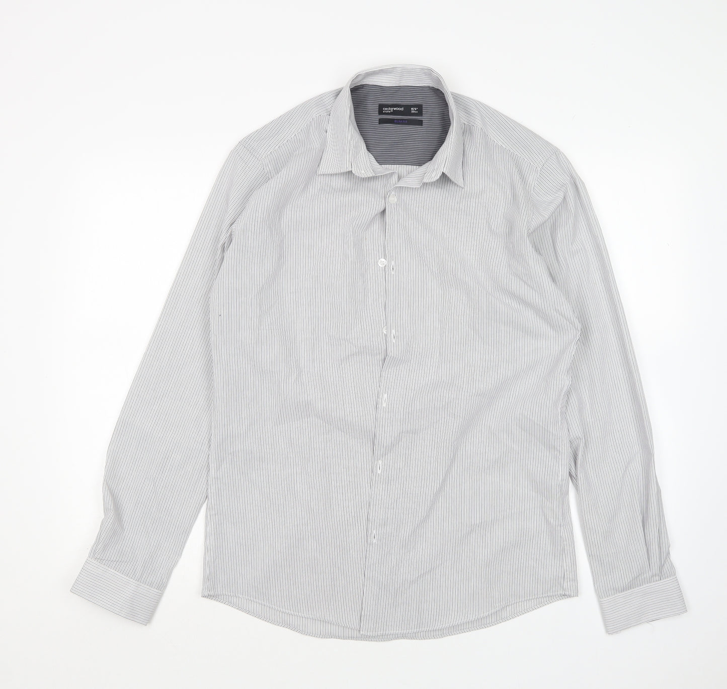 Cedar Wood State Mens Multicoloured Striped Cotton  Dress Shirt Size 15.5 Collared