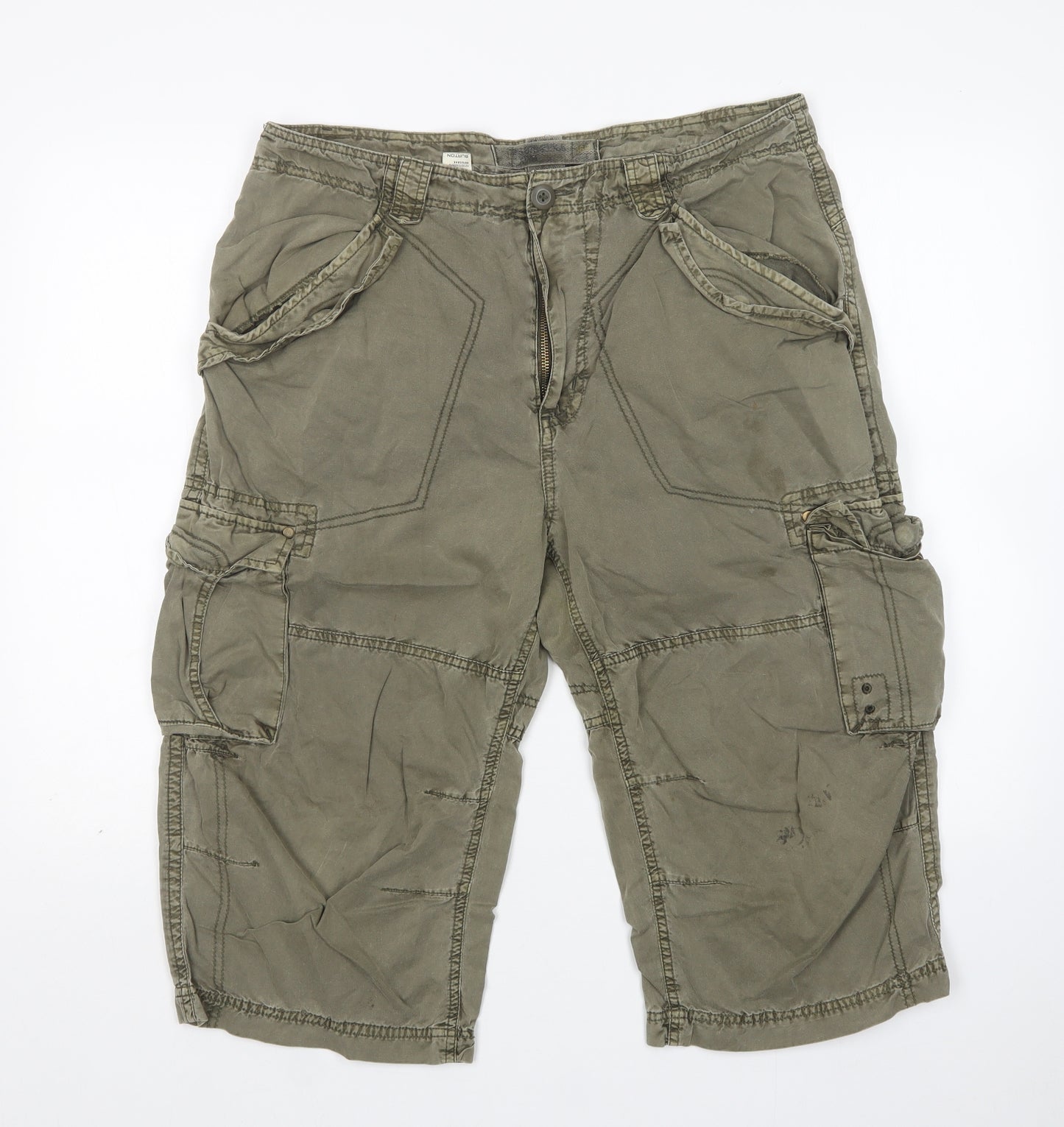 Burton Mens Green  Cotton Cargo Shorts Size 36 L16 in Regular
