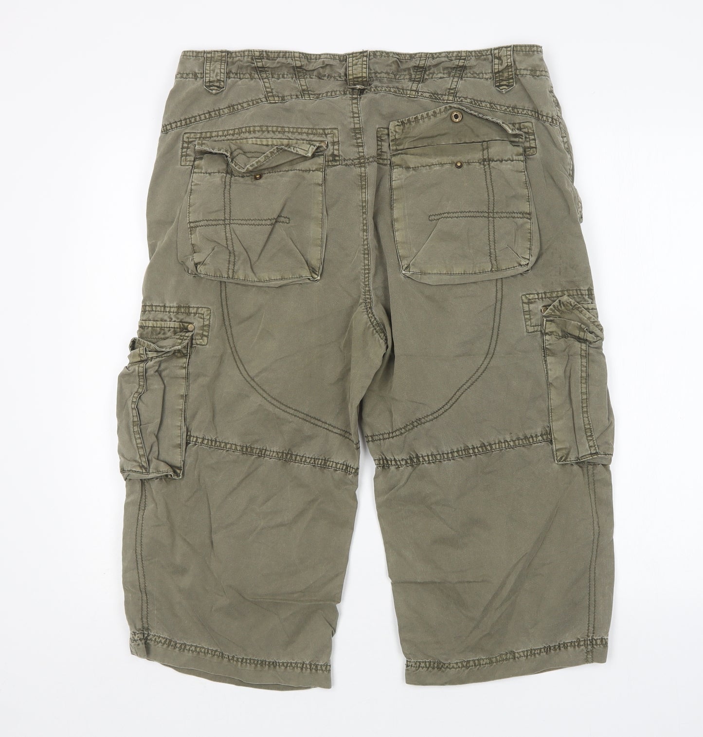 Burton Mens Green  Cotton Cargo Shorts Size 36 L16 in Regular