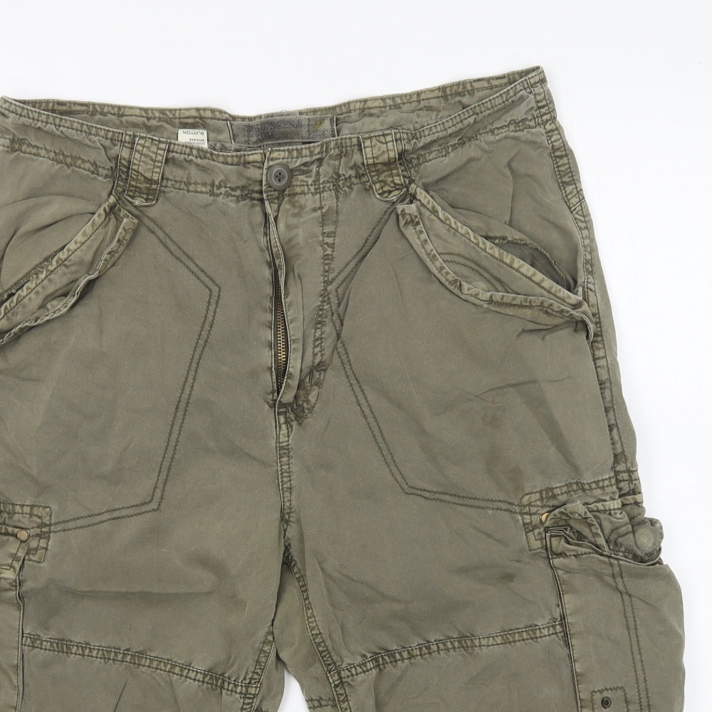 Burton Mens Green  Cotton Cargo Shorts Size 36 L16 in Regular