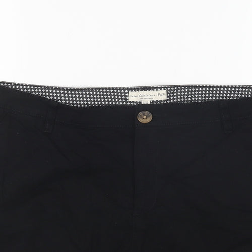 F&F Womens Black  Cotton Chino Shorts Size 18 L5 in Regular