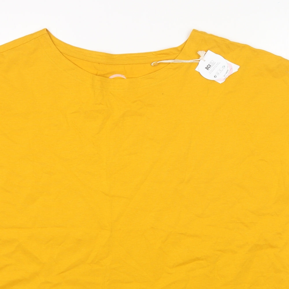 NEXT Womens Yellow  Cotton Basic T-Shirt Size 20 Round Neck