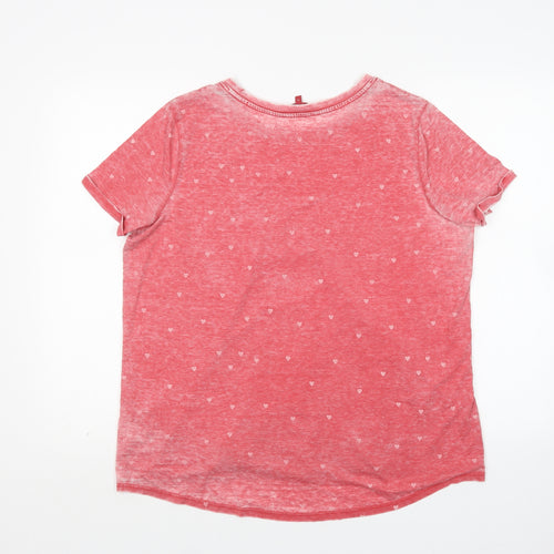NEXT Womens Pink Polka Dot Cotton Basic T-Shirt Size 18 Round Neck