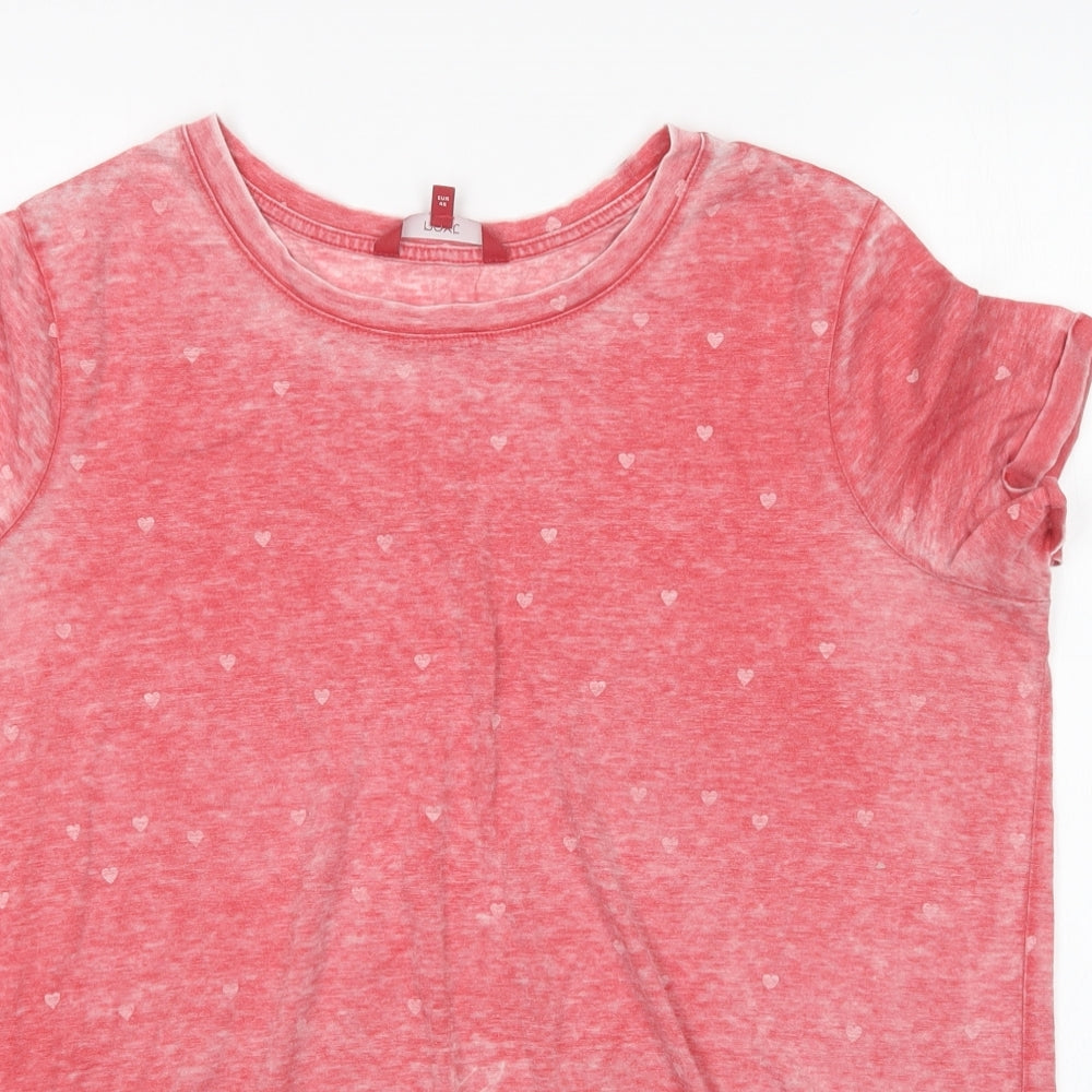 NEXT Womens Pink Polka Dot Cotton Basic T-Shirt Size 18 Round Neck