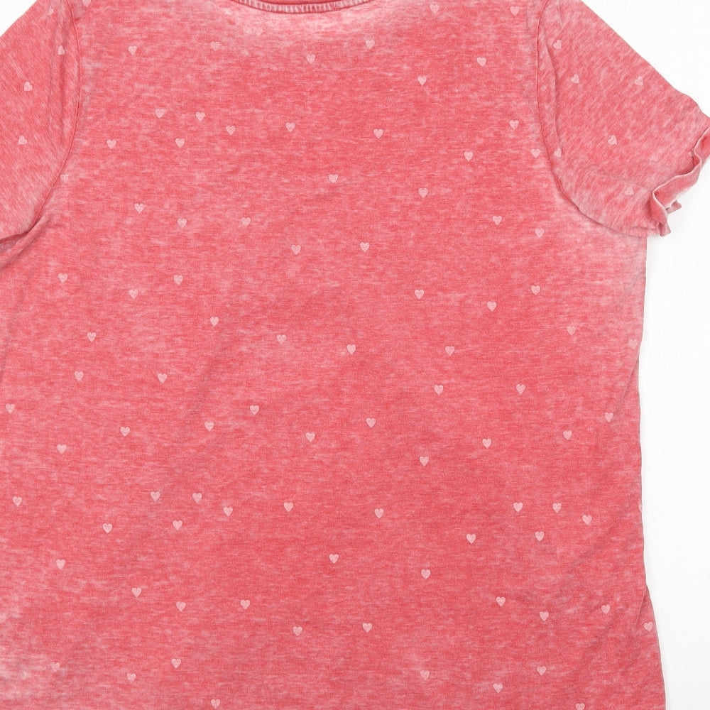 NEXT Womens Pink Polka Dot Cotton Basic T-Shirt Size 18 Round Neck