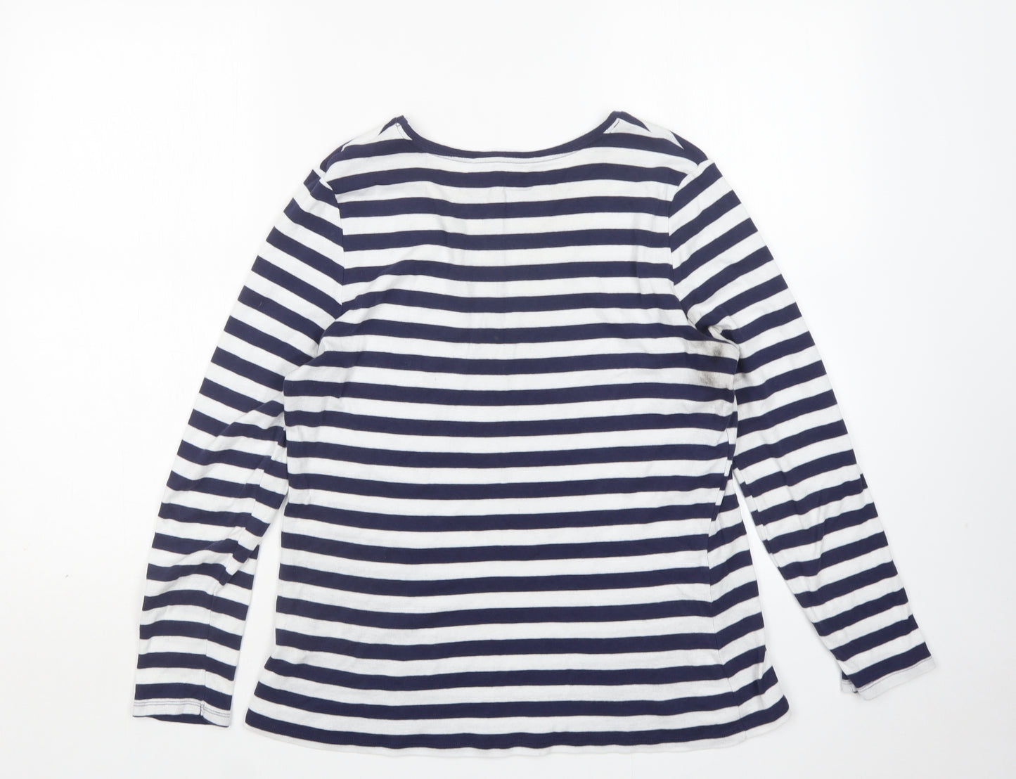 Papaya Womens Multicoloured Striped Cotton Basic T-Shirt Size 14 Round Neck