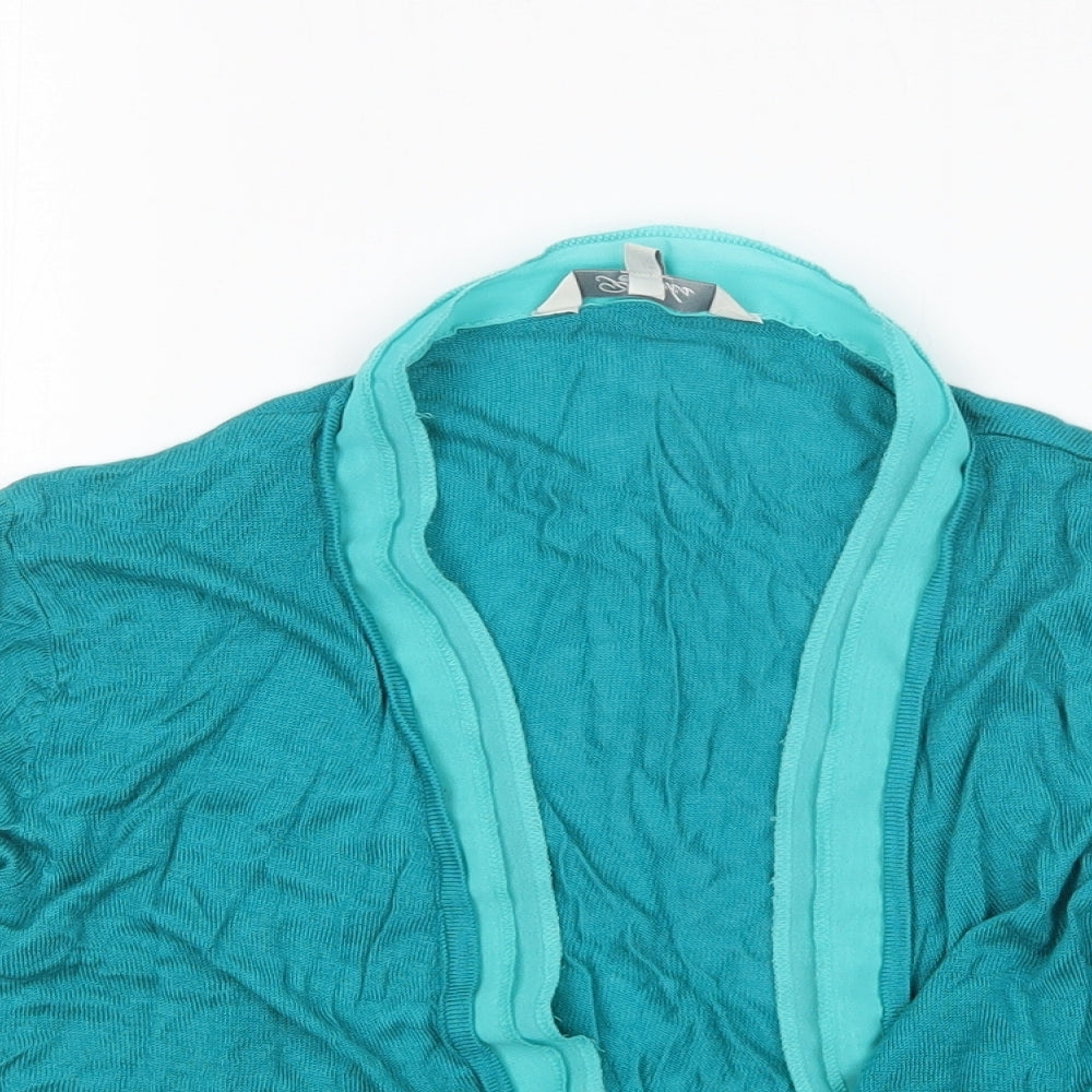 Peacocks Womens Green V-Neck   Cardigan Jumper Size 12