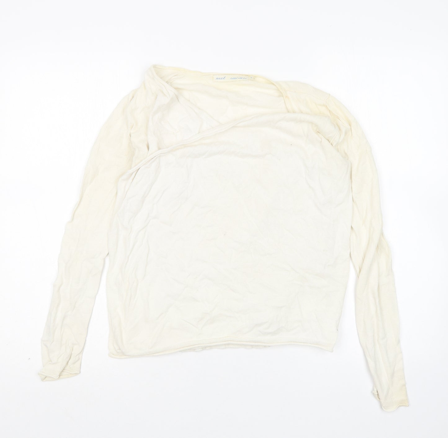 NEXT Womens Ivory V-Neck  Cotton Wrap Jumper Size 8