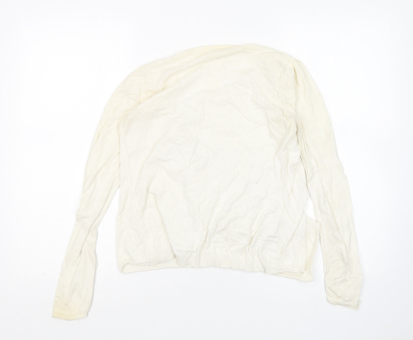 NEXT Womens Ivory V-Neck  Cotton Wrap Jumper Size 8