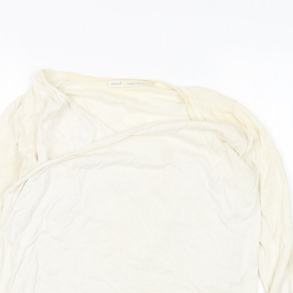 NEXT Womens Ivory V-Neck  Cotton Wrap Jumper Size 8