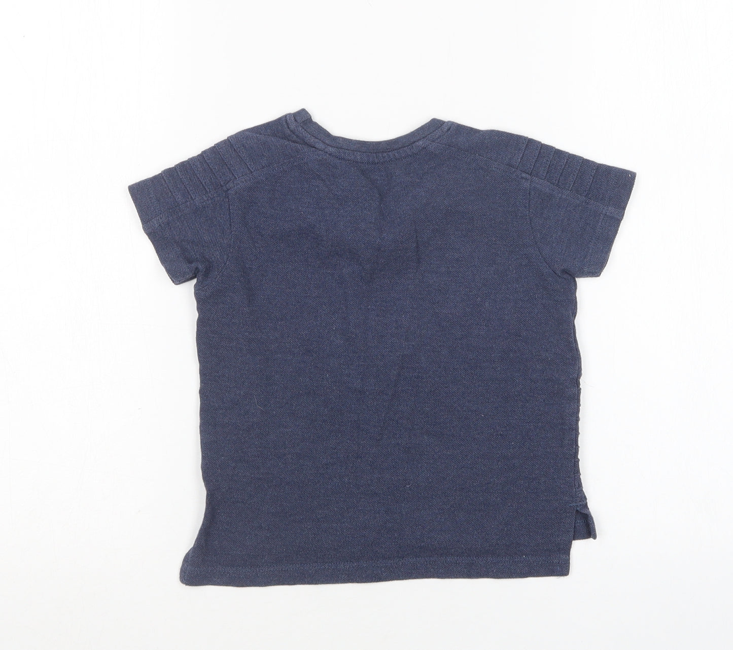 Primark Boys Blue  Cotton Basic T-Shirt Size 18-24 Months Round Neck