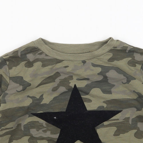 NEXT Boys Green Round Neck Camouflage Cotton Pullover Jumper Size 2-3 Years