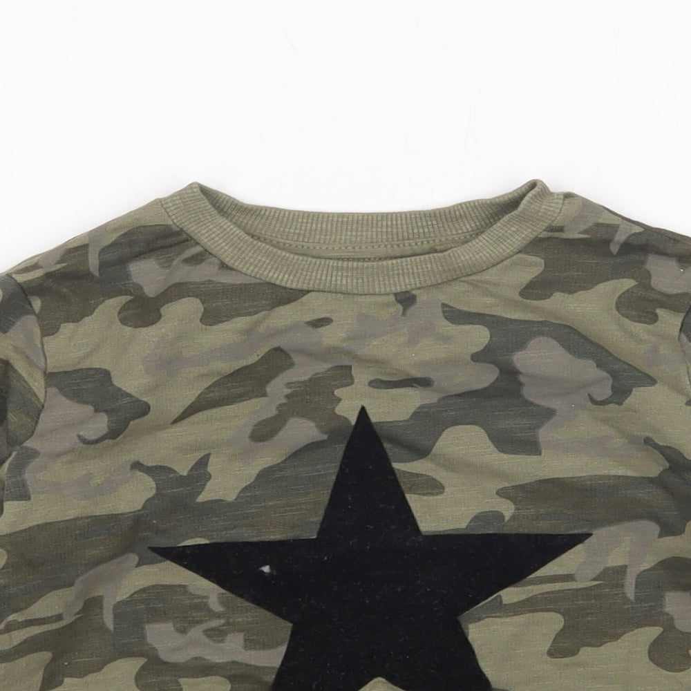 NEXT Boys Green Round Neck Camouflage Cotton Pullover Jumper Size 2-3 Years
