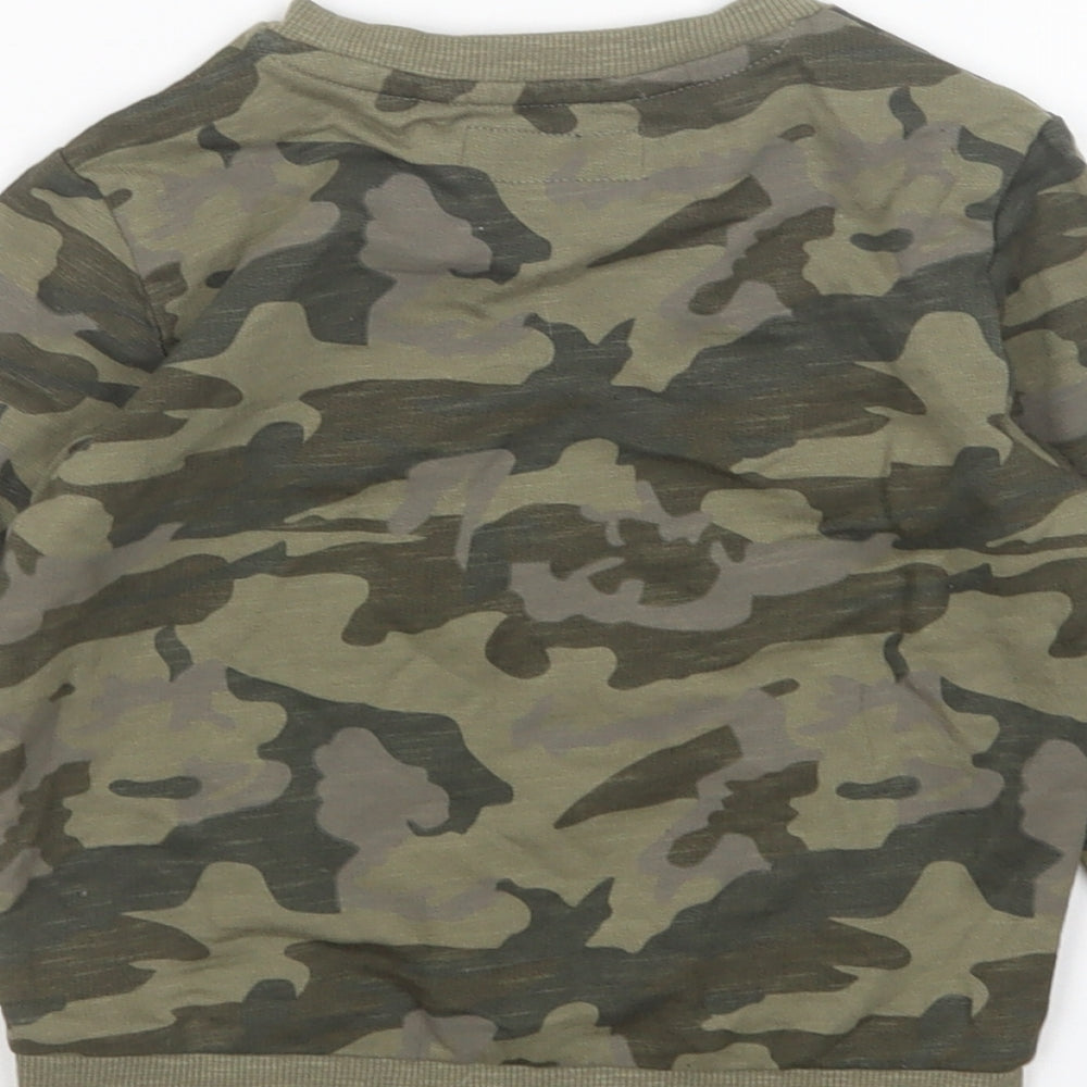NEXT Boys Green Round Neck Camouflage Cotton Pullover Jumper Size 2-3 Years