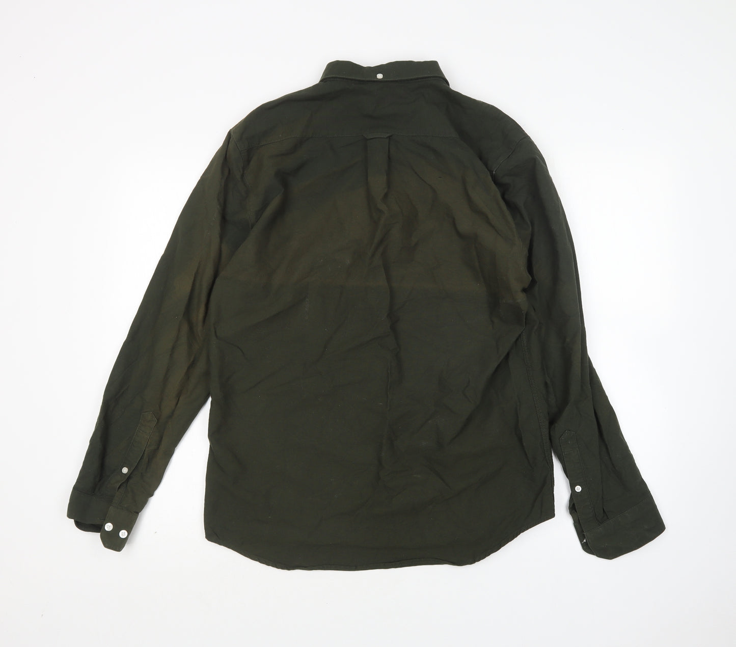 Farah Mens Green  Cotton  Button-Up Size L Collared