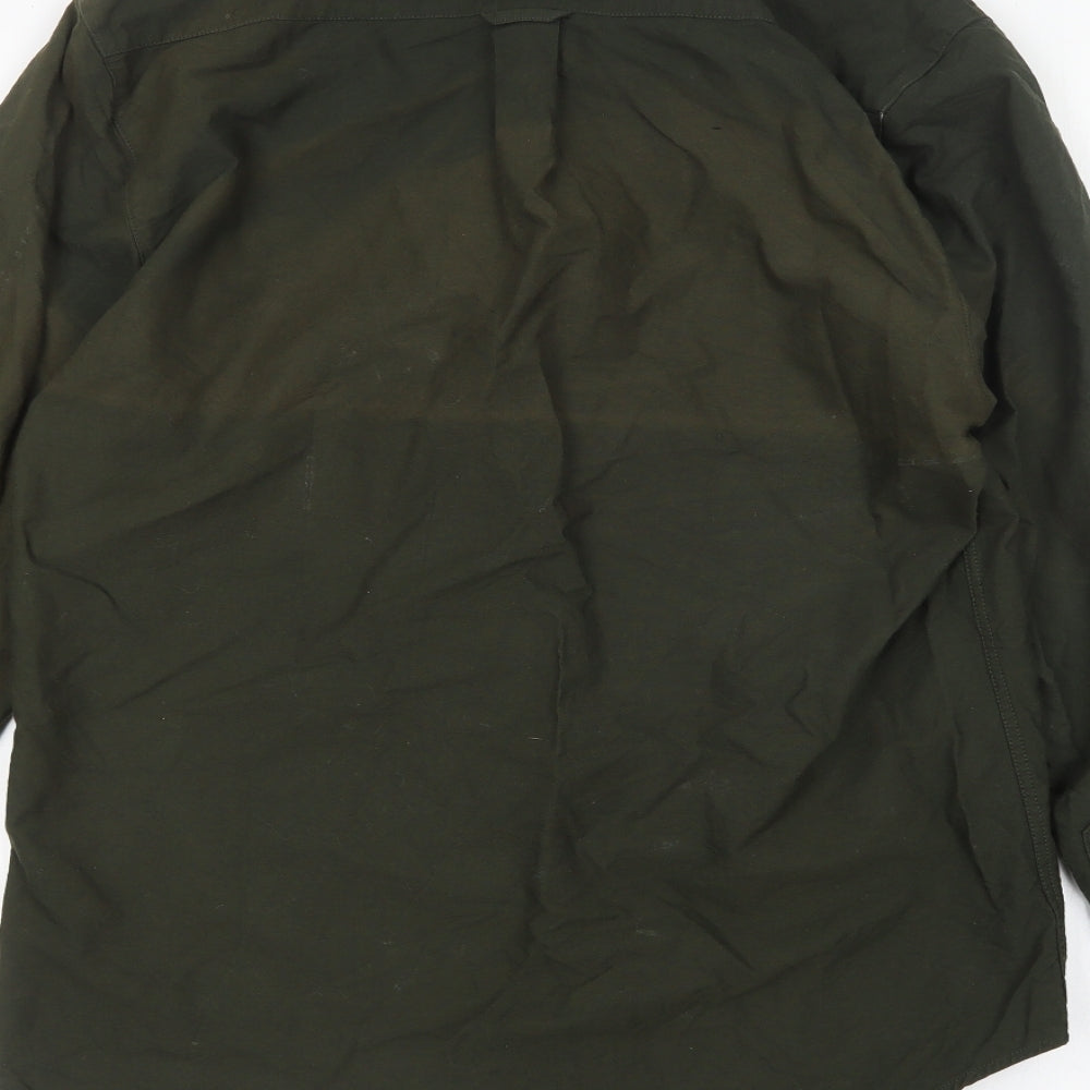 Farah Mens Green  Cotton  Button-Up Size L Collared