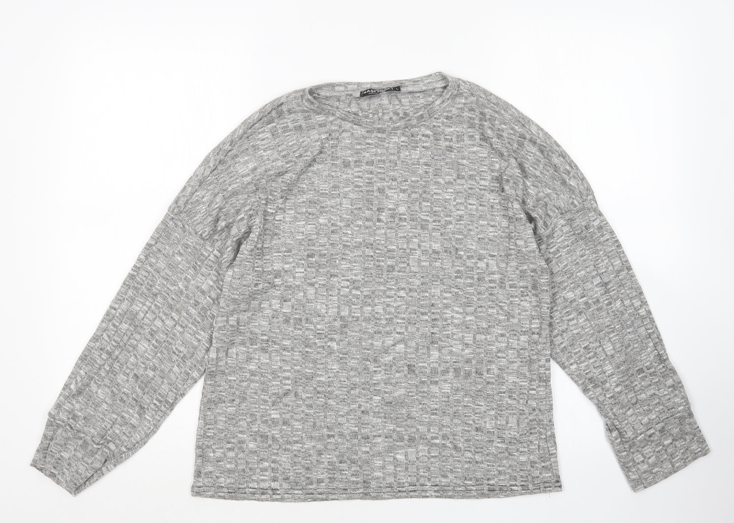 Nasty Gal Womens Grey Round Neck  Polyester Pullover Jumper Size L