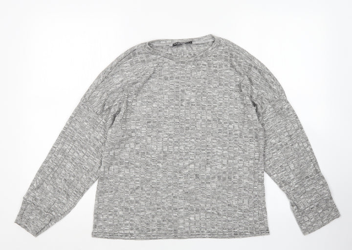 Nasty Gal Womens Grey Round Neck  Polyester Pullover Jumper Size L