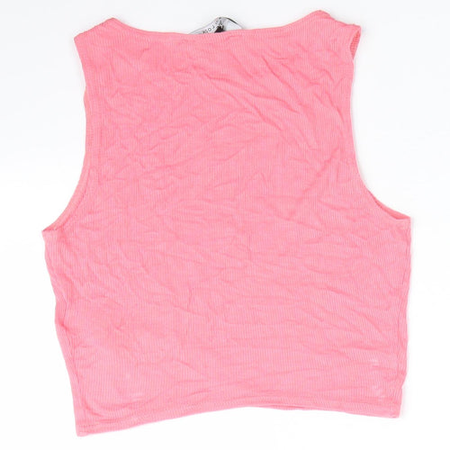New Look 915 Generation Girls Pink  Polyester Basic Tank Size 12-13 Years Crew Neck  - Peach in Colour