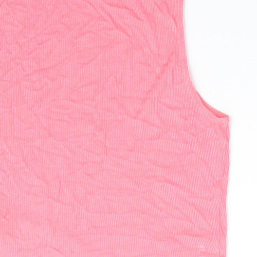 New Look 915 Generation Girls Pink  Polyester Basic Tank Size 12-13 Years Crew Neck  - Peach in Colour