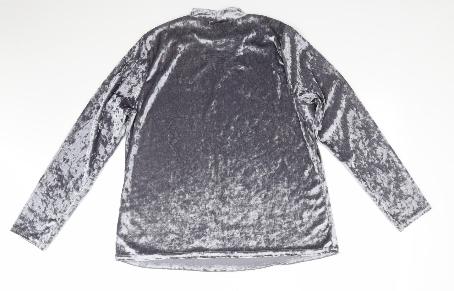 V by Very Womens Silver High Neck  Polyester Pullover Jumper Size 18   - Velvet look shimmer