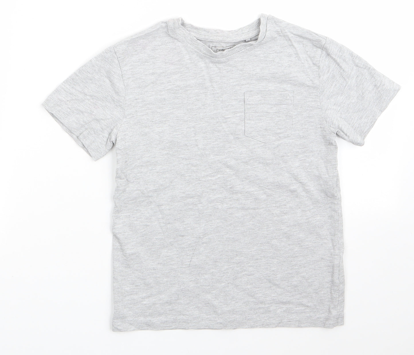 NEXT Boys Grey  Cotton Basic T-Shirt Size 7 Years Round Neck  - Light Grey mix