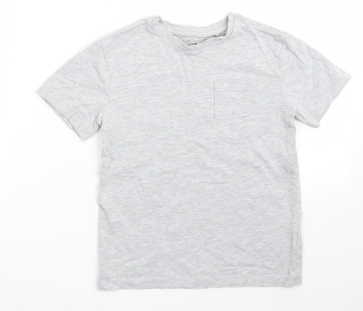 NEXT Boys Grey  Cotton Basic T-Shirt Size 7 Years Round Neck  - Light Grey mix