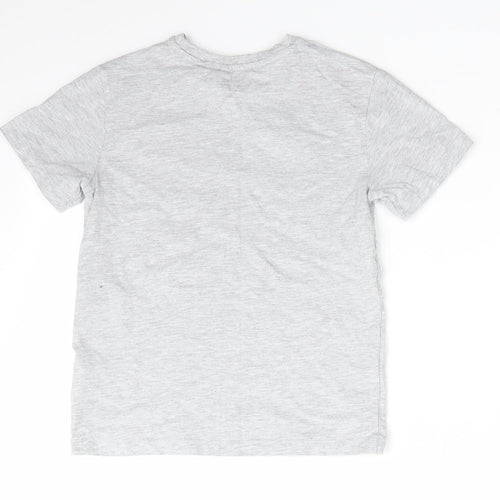NEXT Boys Grey  Cotton Basic T-Shirt Size 7 Years Round Neck  - Light Grey mix