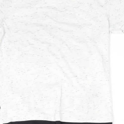 Primark Boys White   Basic T-Shirt Size 6-7 Years Round Neck  - Bronx Vibes Black fleck