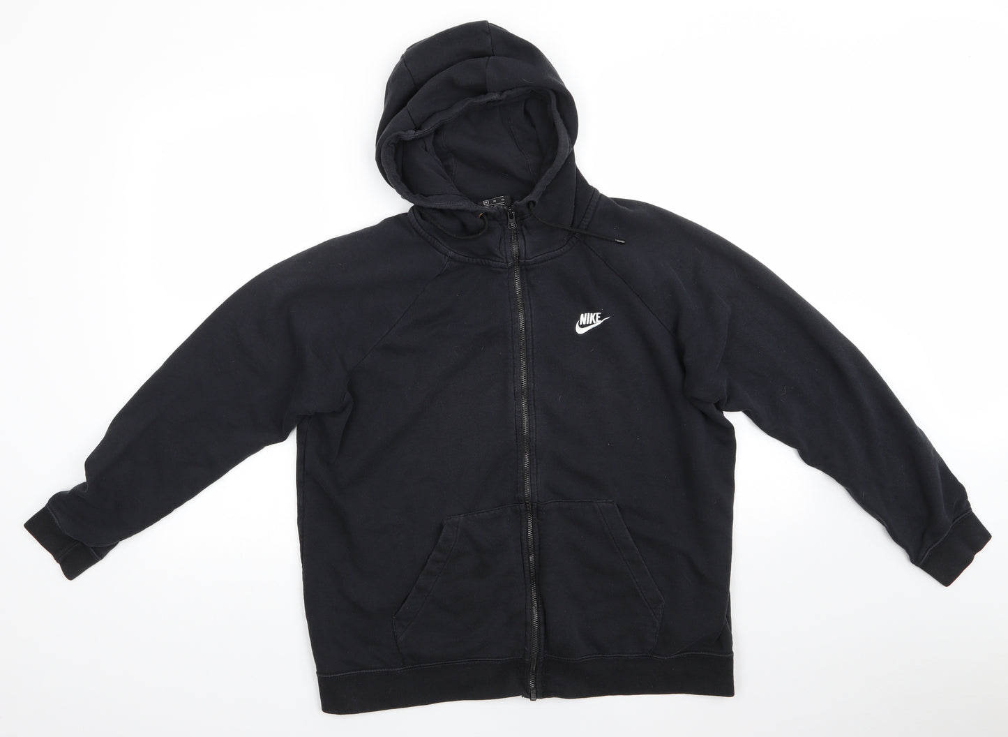 Nike Womens Black  Cotton Full Zip Hoodie Size 16