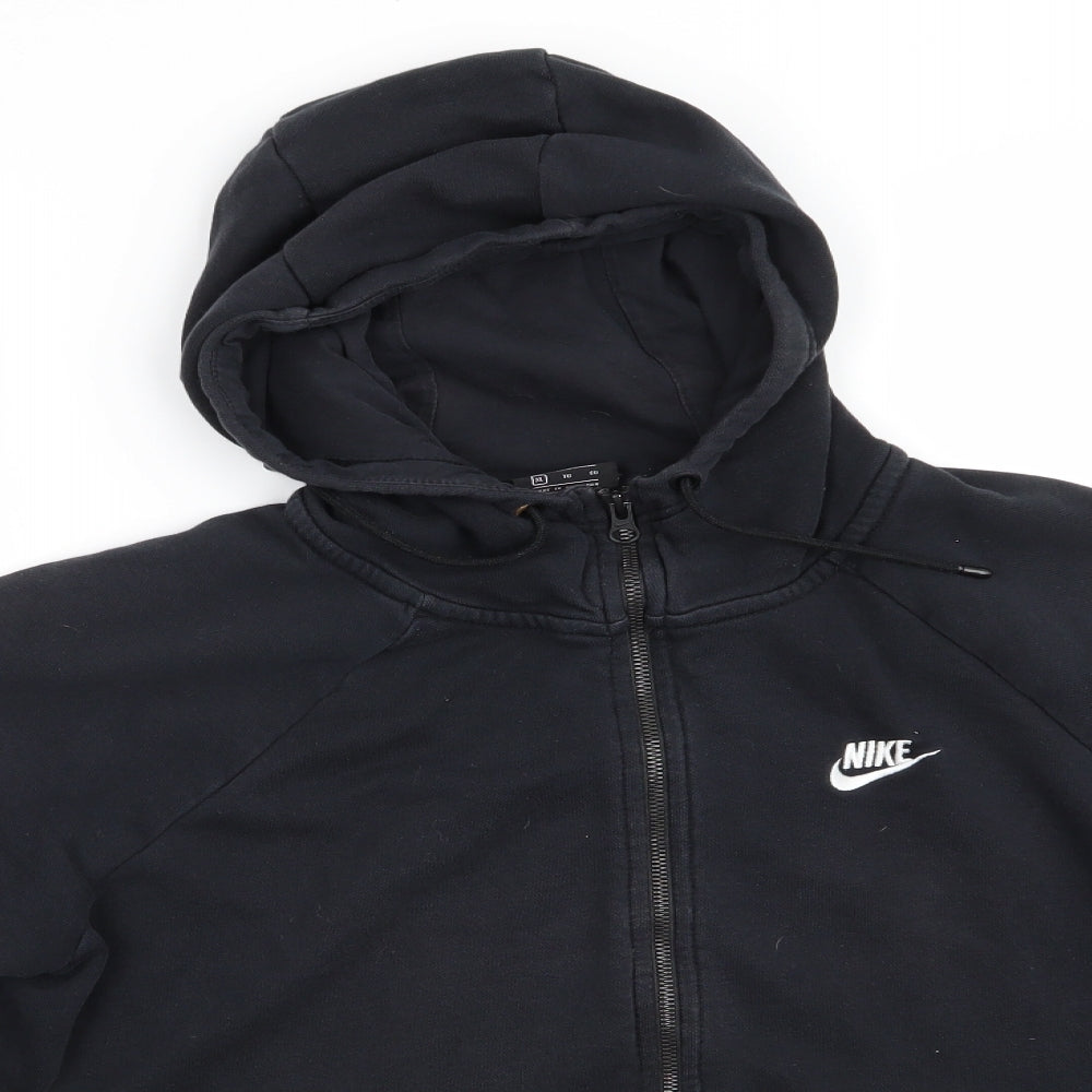 Nike Womens Black  Cotton Full Zip Hoodie Size 16